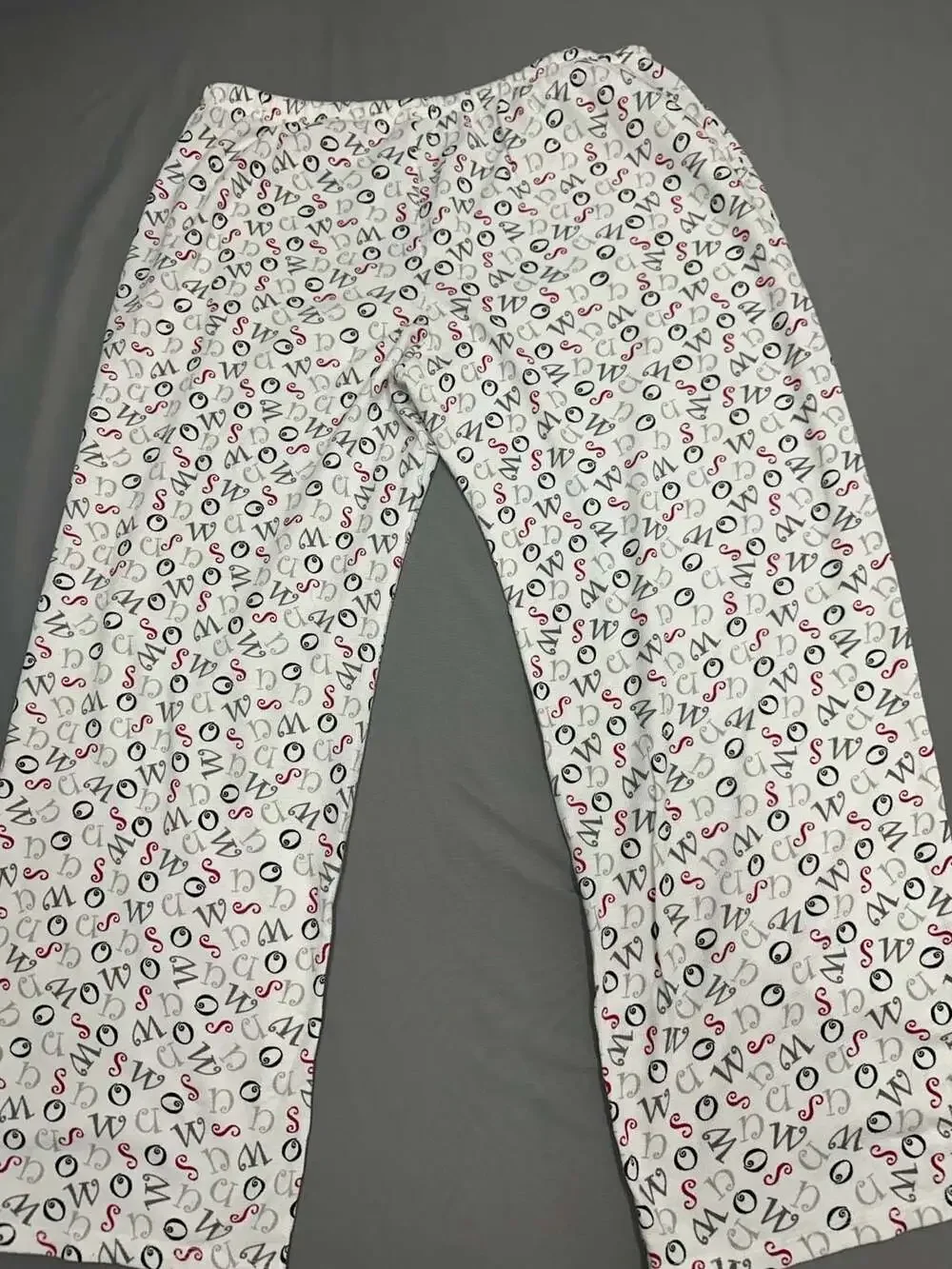 Comfort Zone XL White Waffle Knit Sleep Pajama Lounge Pants with Letter Pattern